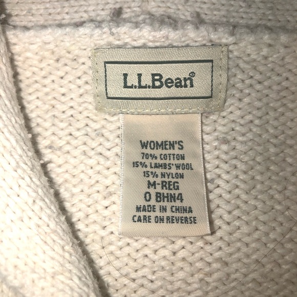 Unique L.L. Bean Cream Striped Shawl Neck Sweater  HBC Hudsons Bay style - Picture 5 of 5